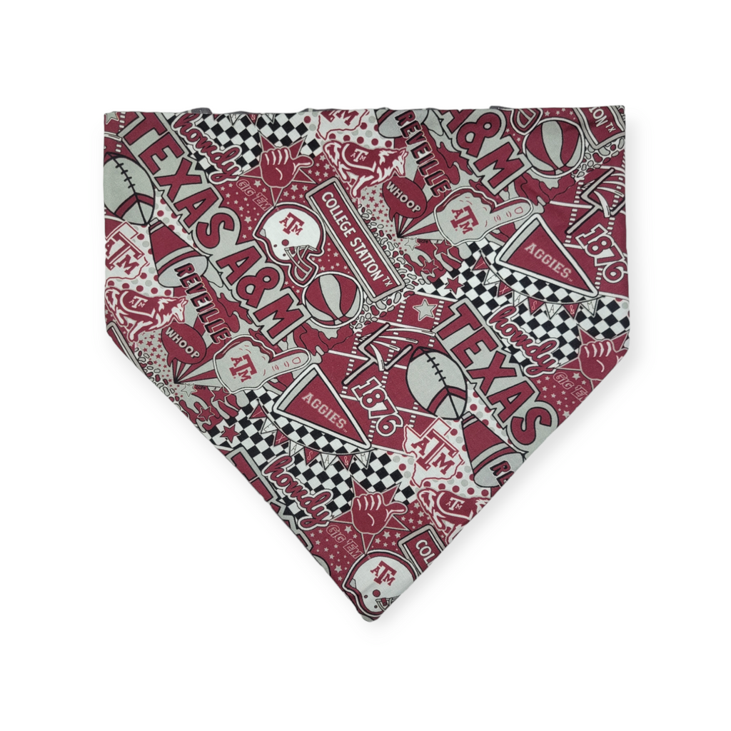 Aggies/ Charcoal Plaid Slip-on Scrunchie Bandana (X-Large)