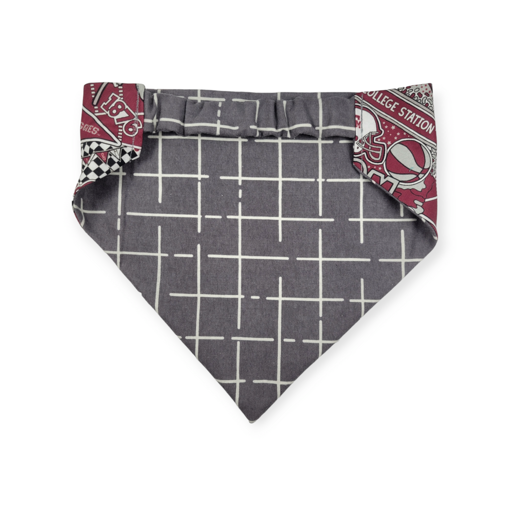 Aggies/ Charcoal Plaid Slip-on Scrunchie Bandana (Large/X-Large)