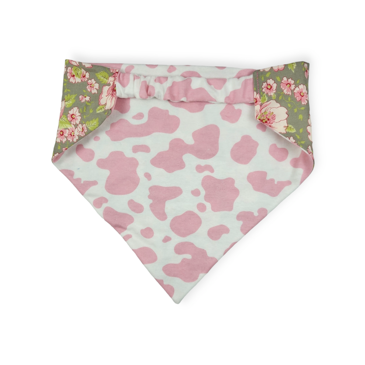 Ambleside Cobblestone Gray/Pink Cow Spots Slip-on Scrunchie Bandana (X-Large)