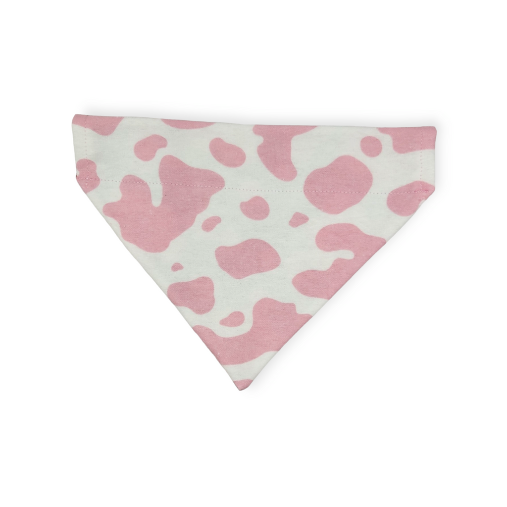 Ambleside Cobblestone Gray/Pink Cow Spots Reversible Slide-on Bandana  (Small)