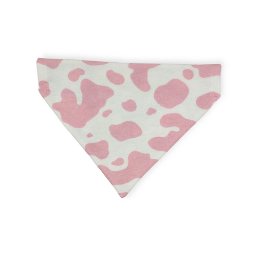 Ambleside Cobblestone Gray/Pink Cow Spots Reversible Slide-on Bandana  (Small)
