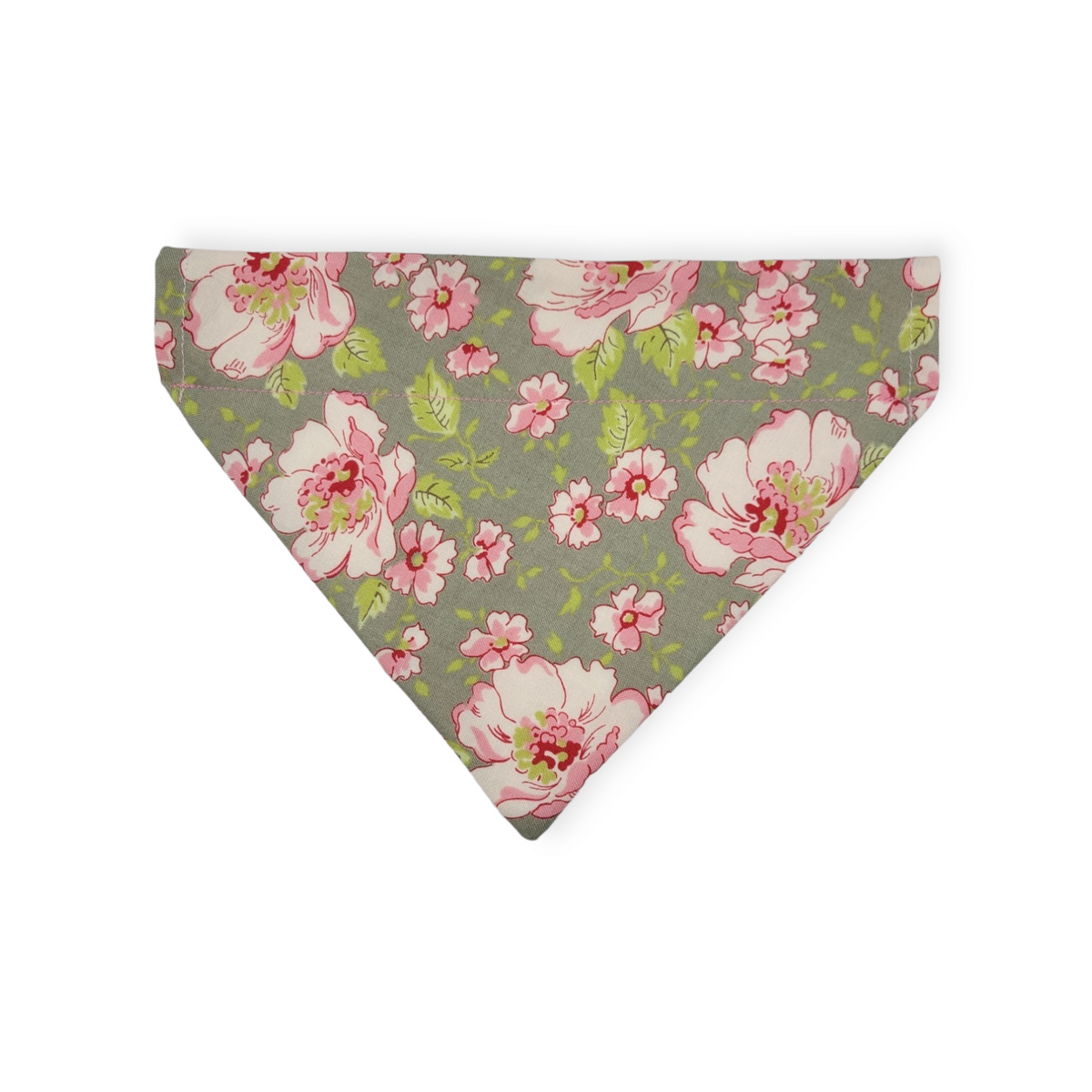Ambleside Cobblestone Gray/Pink Cow Spots Reversible Slide-on Bandana  (Small)