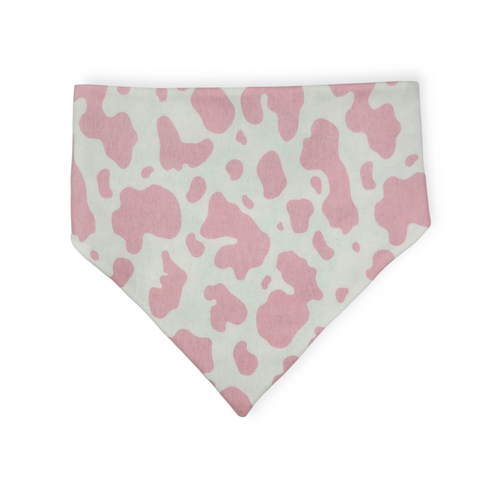 Ambleside Cobblestone Gray/Pink Cow Spots Slip-on Scrunchie Bandana (Large/X-Large)