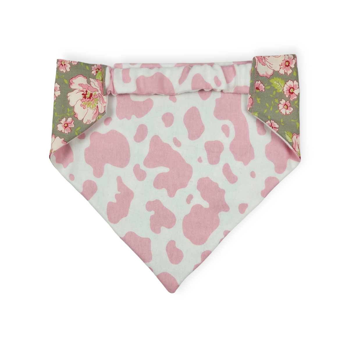 Ambleside Cobblestone Gray/Pink Cow Spots Slip-on Scrunchie Bandana (Large)