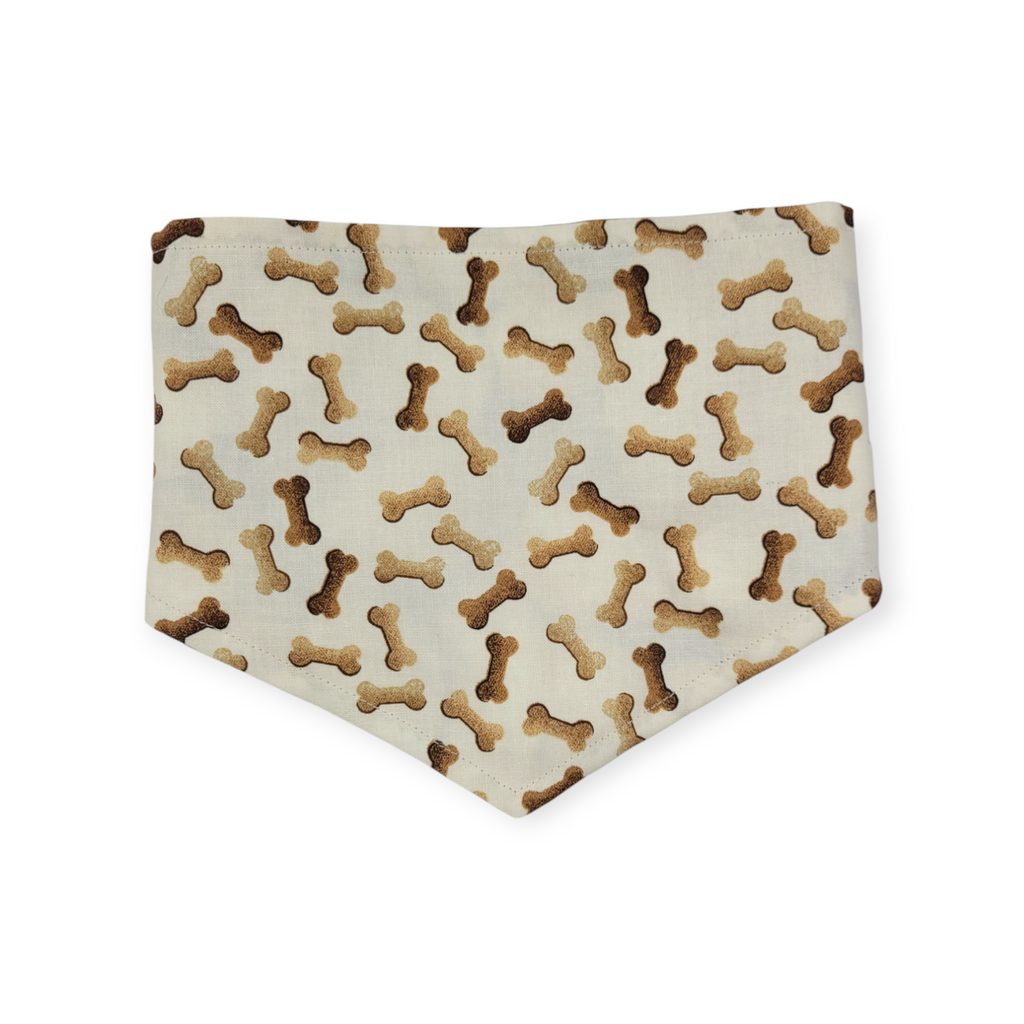 Potatoes/Brown Dog Bones Reversible Tie-on Bandana (Small)
