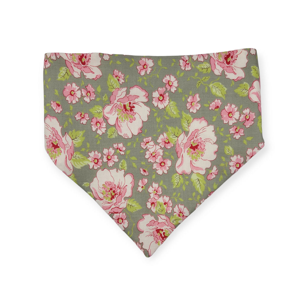 Ambleside Cobblestone Gray/Pink Cow Spots Plaid Slip-on Scrunchie Bandana (Medium/Large)