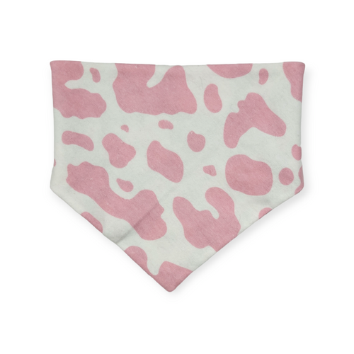 Ambleside Cobblestone Gray/Pink Cow Spots Slip-on Scrunchie Bandana (Medium)