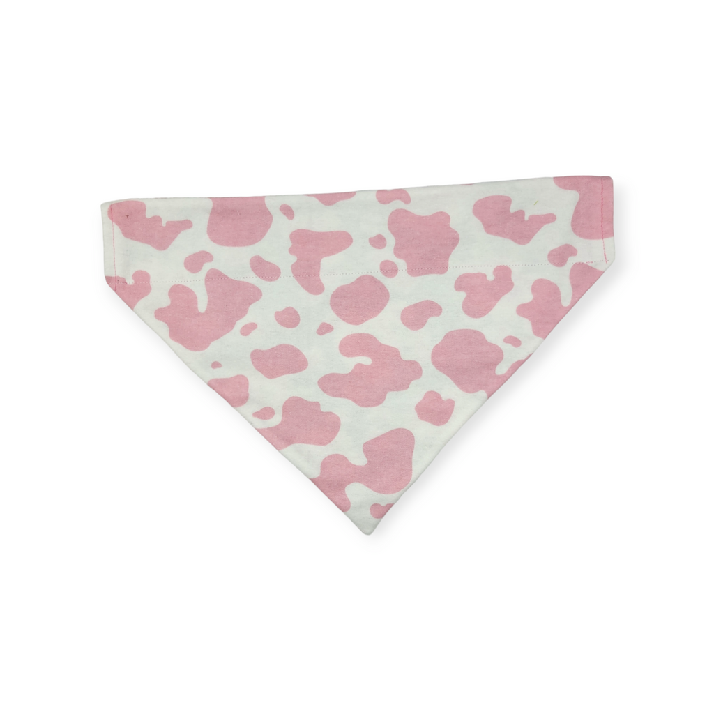 Ambleside Cobblestone Gray/Pink Cow Spots Reversible Slide-on Bandana (Large)