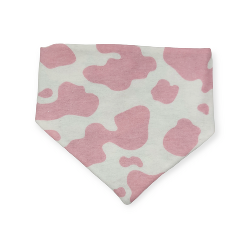 Ambleside Cobblestone Gray/Pink Cow Spots Slip-on Scrunchie Bandana (Small)