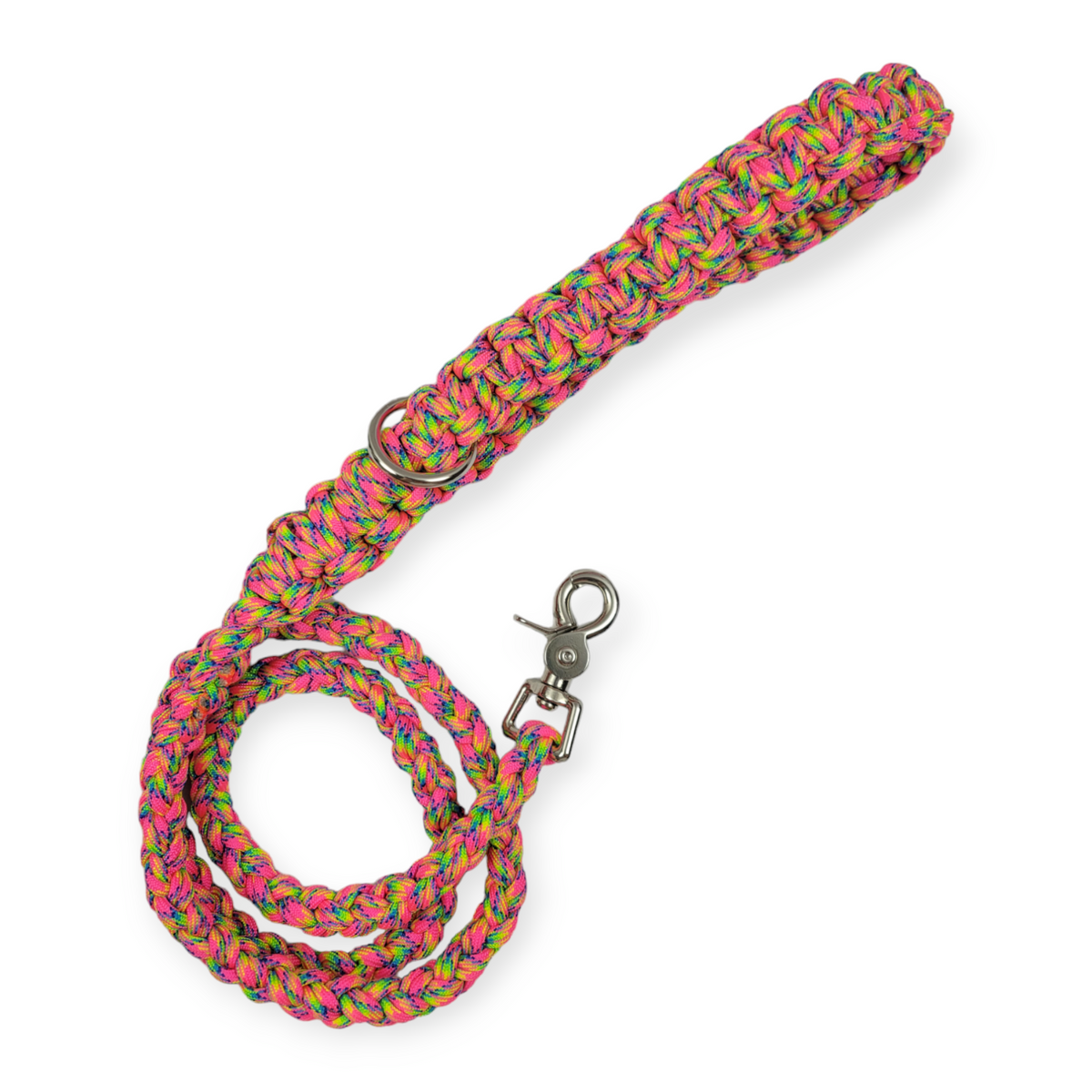 Neon Rainbow Paracord Rope leash (4')