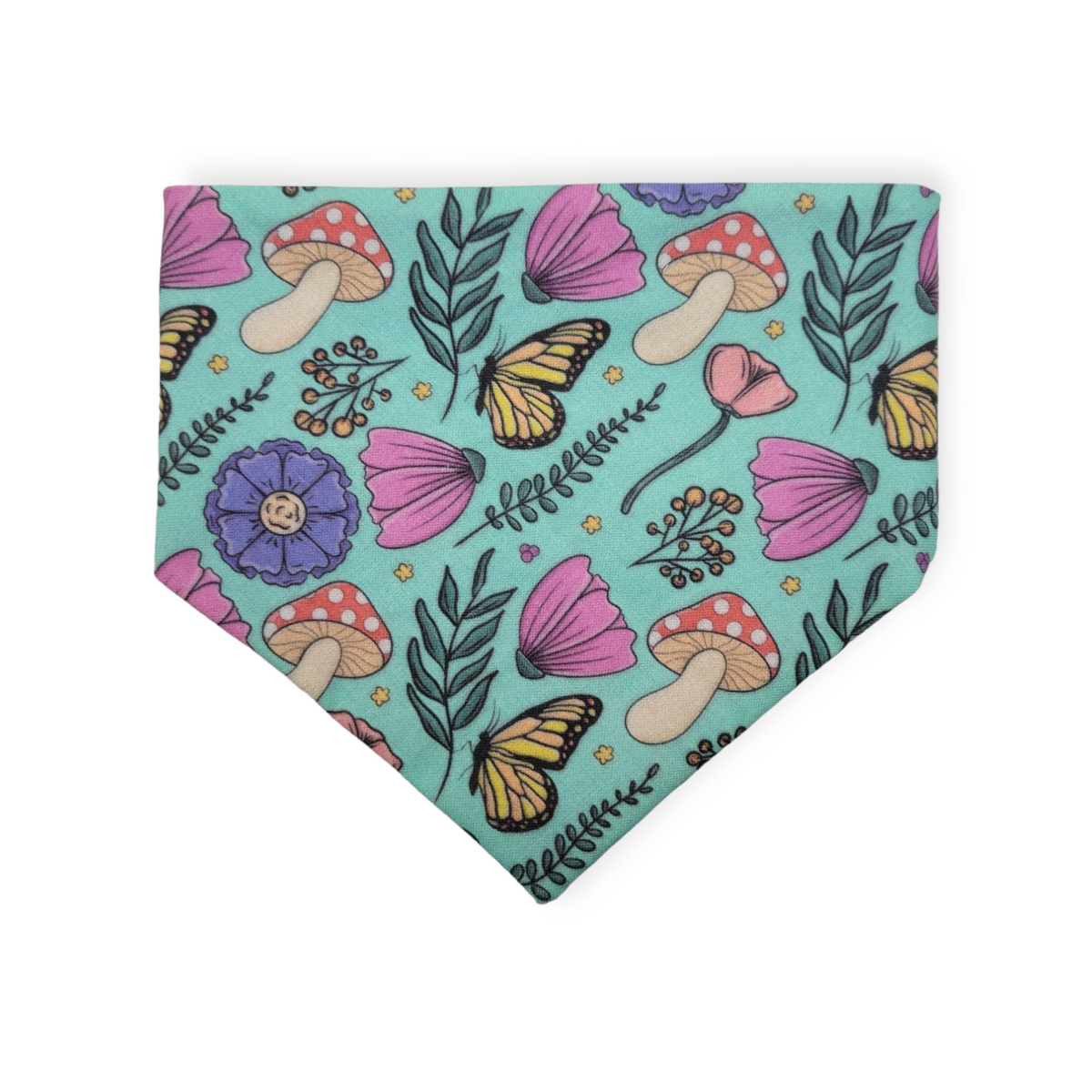 Retro Cottagecore/Bright Starbursts Reversible Slip-on Scrunchie Bandana (Small/Medium)