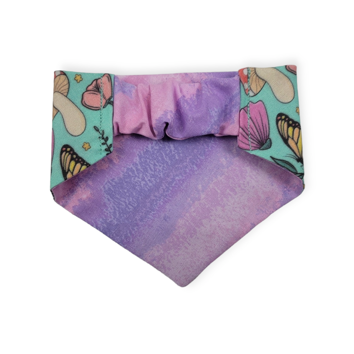 Retro Cottagecore/Bright Starbursts Reversible Slip-on Scrunchie Bandana (X-Small/Small)