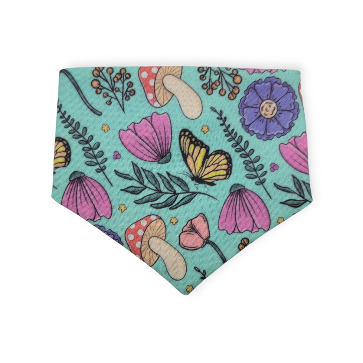 Retro Cottagecore/Bright Starbursts Reversible Slip-on Scrunchie Bandana (X-Small/Small)