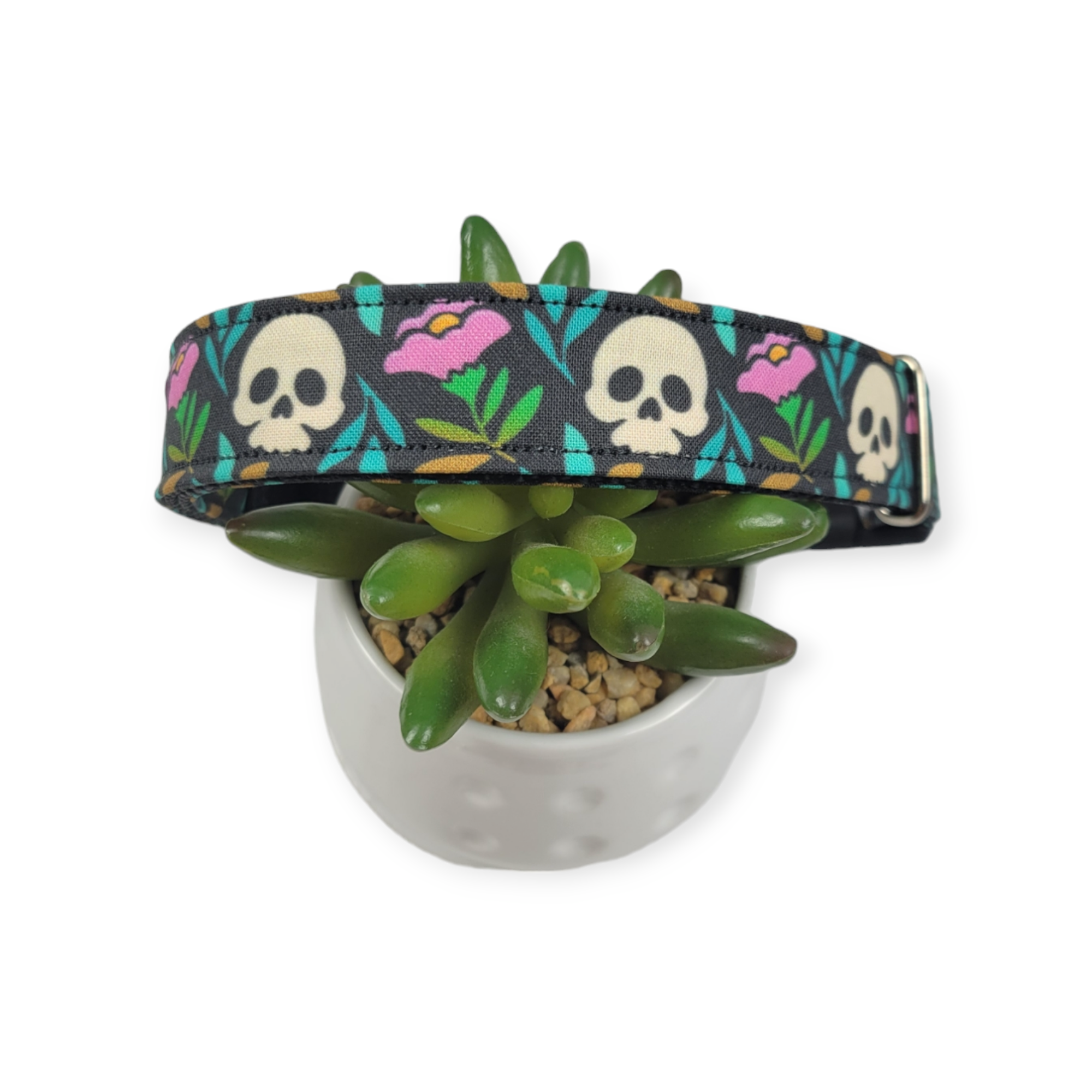 Blooming Skulls Dog Collar (Large)