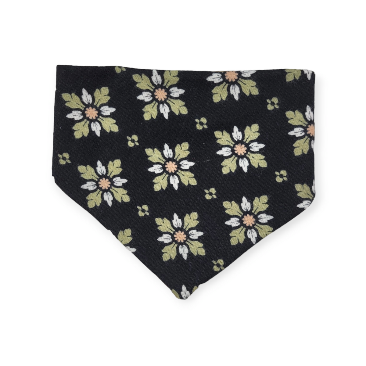Red Poppy/Black Floral Geometric Reversible Slip-on Scrunchie Bandana (Small)