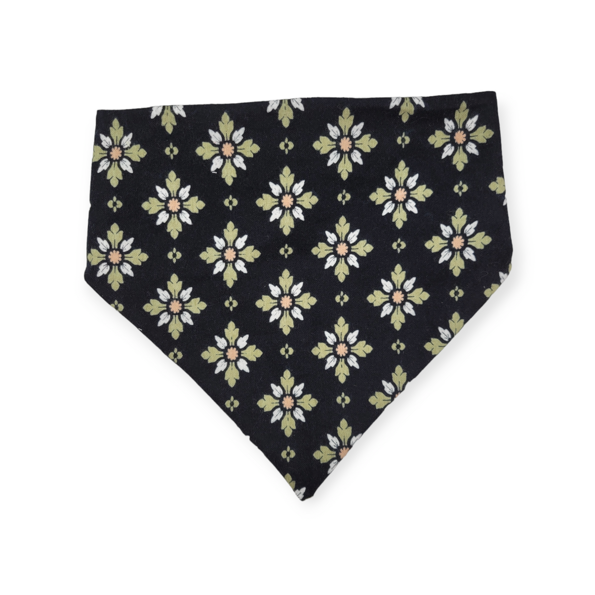 Red Poppy/Black Floral Geometric Slip-on Scrunchie Bandana (Large)
