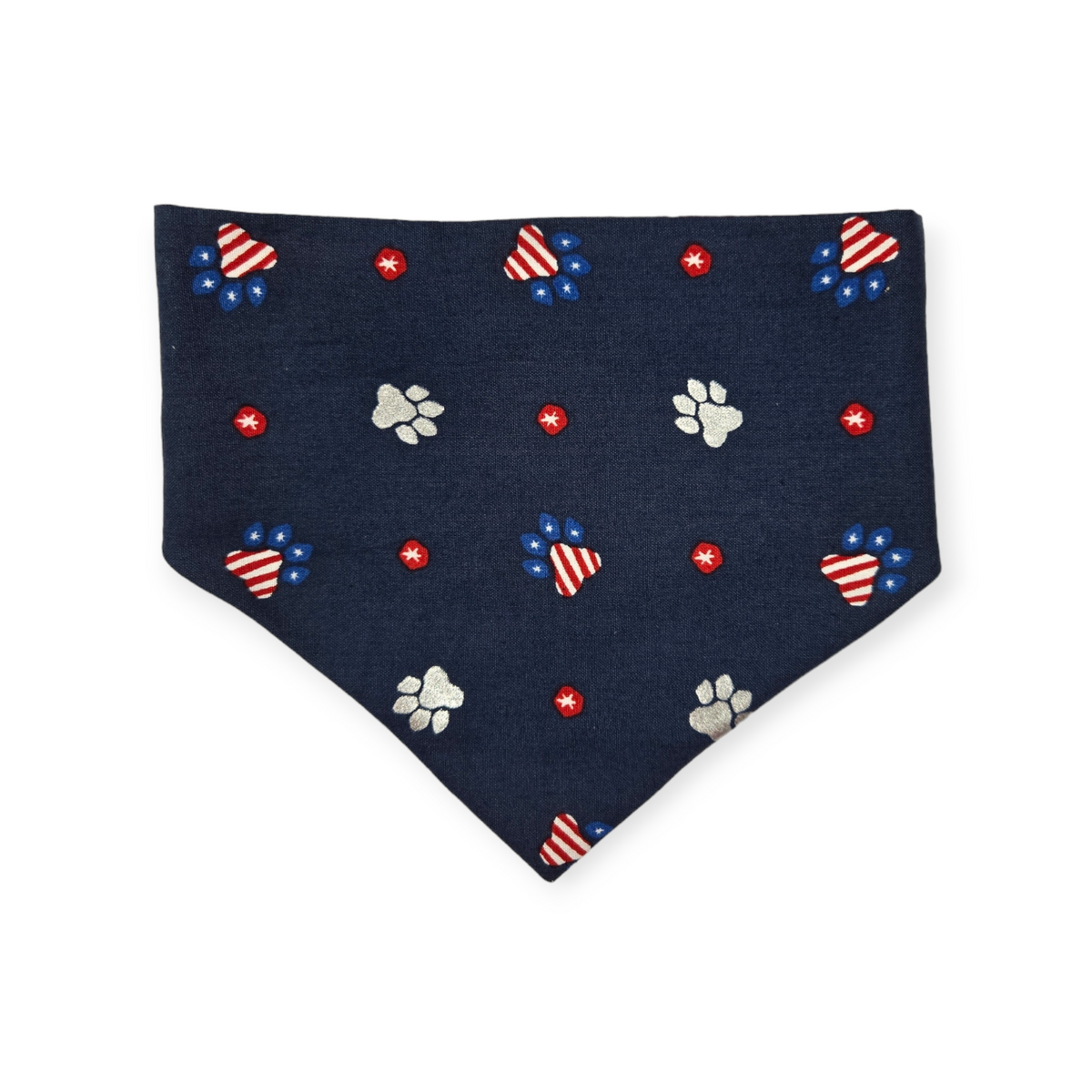 Navy Paw Prints/Tie Dye Star Patriotic Slip-on Scrunchie Bandana (Medium)