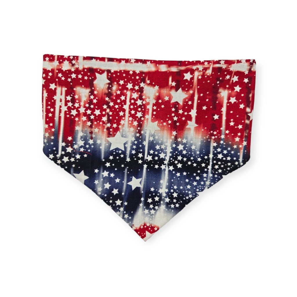 Navy Paw Prints/Tie Dye Star Patriotic Slip-on Scrunchie Bandana (Medium)