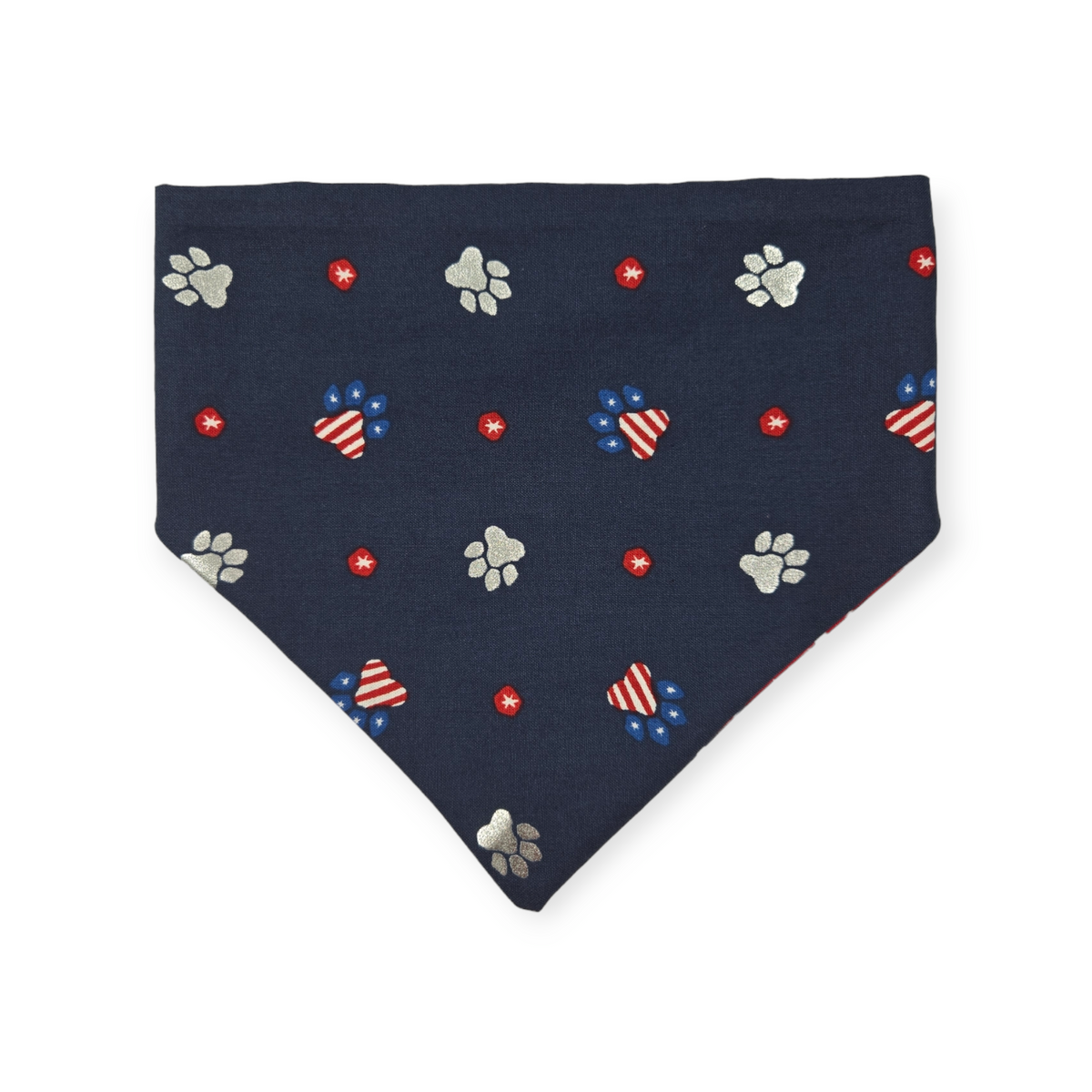 Navy Paw Prints/Tie Dye Star Patriotic Slip-on Scrunchie Bandana (Medium/Large)