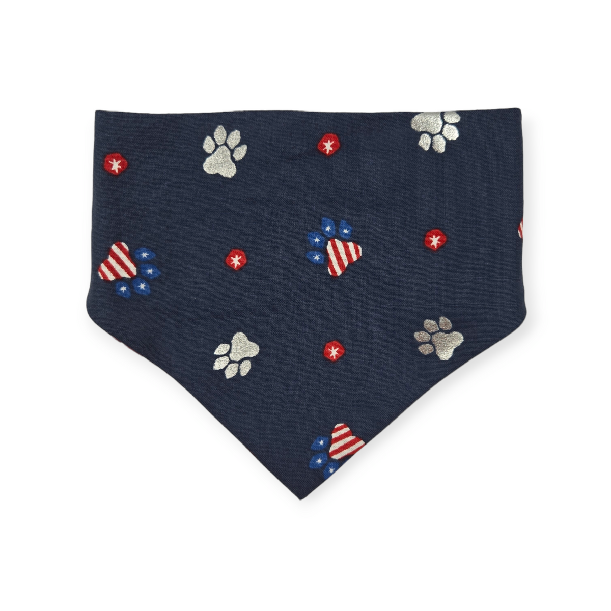Navy Paw Prints/Tie Dye Star Patriotic Slip-on Scrunchie Bandana (Small)