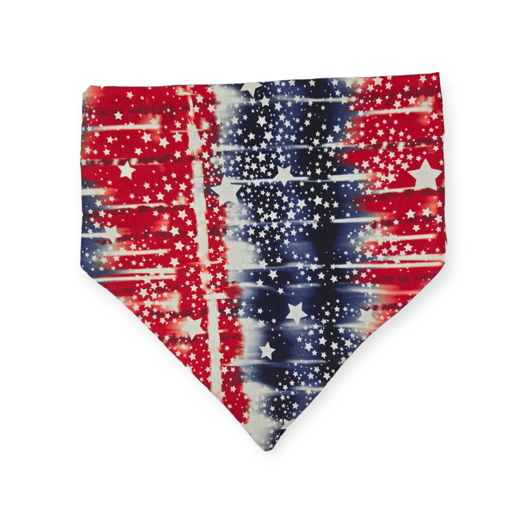 Navy Paw Prints/Tie Dye Star Patriotic Slip-on Scrunchie Bandana (Large)