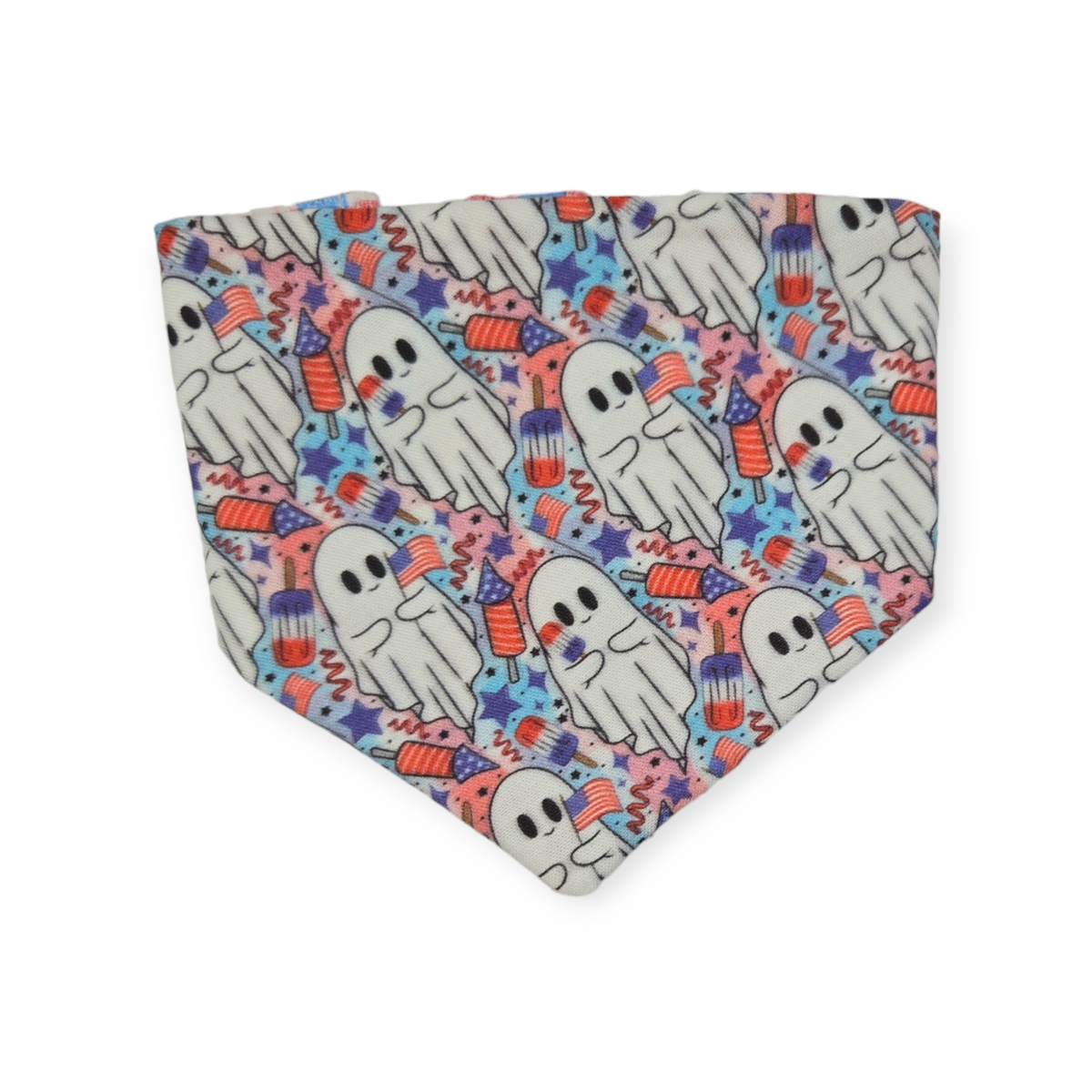 Patriotic Ghosts/Patriotic Plaid Slip-on Scrunchie Bandana (X-Small)