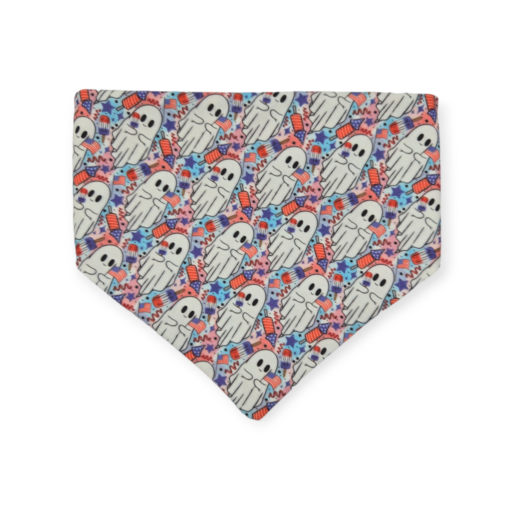 Patriotic Ghosts/Patriotic Plaid Slip-on Scrunchie Bandana (Medium)
