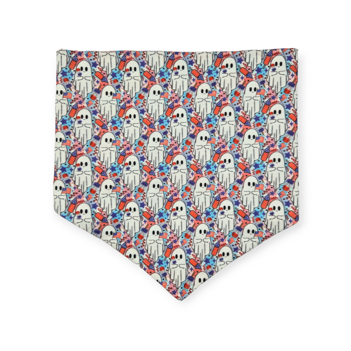 Patriotic Ghosts/Patriotic Plaid Tie-on Bandana (Large)