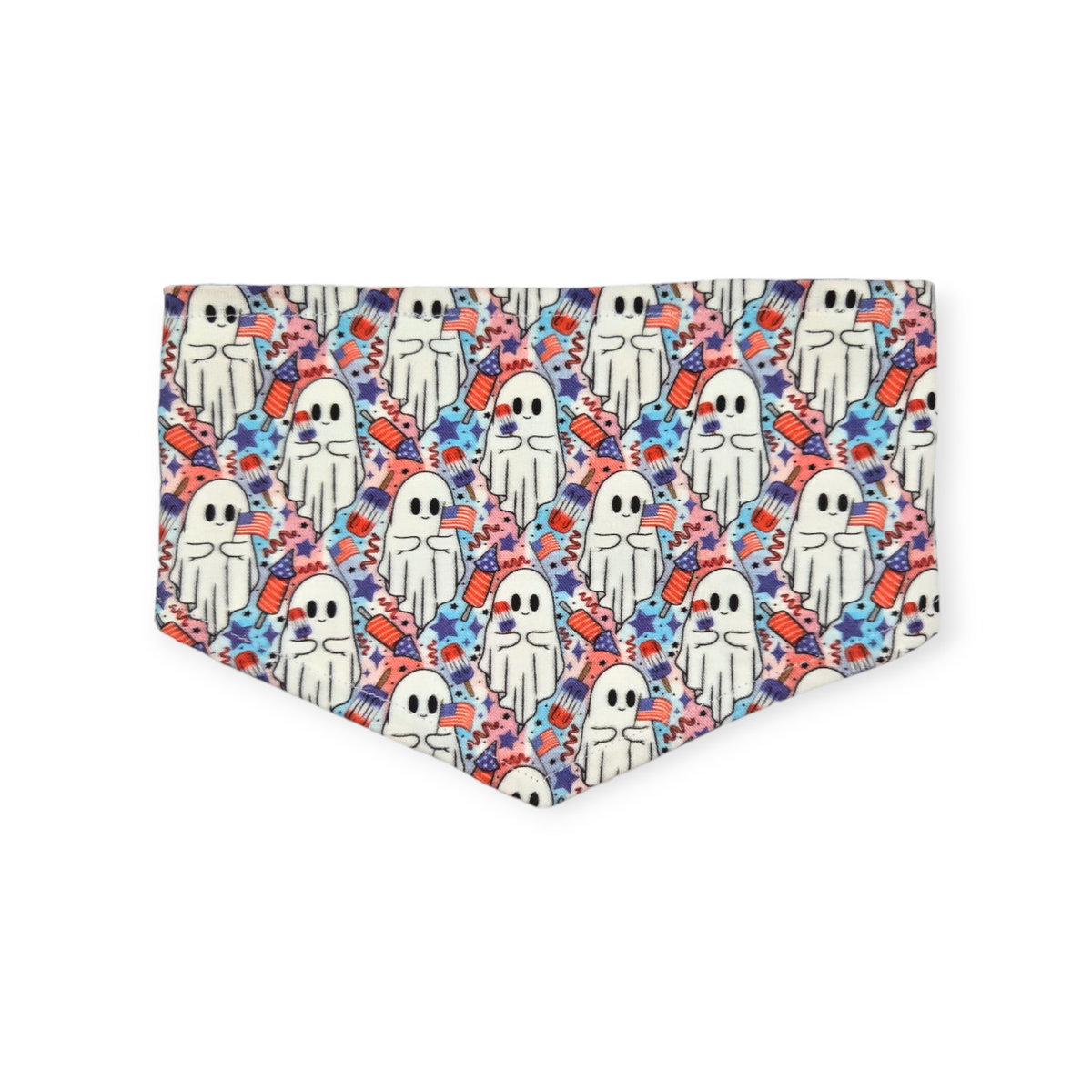 Patriotic Ghosts/Patriotic Plaid Reversible Tie-on Bandana (X-Small)