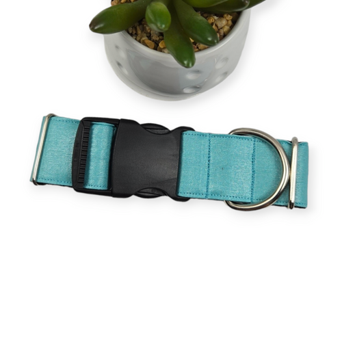 Aqua Sparkle Dog Collar (Medium, 1.5" wide)