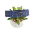 Blue Plaid Metallic Dog Collar (Large)