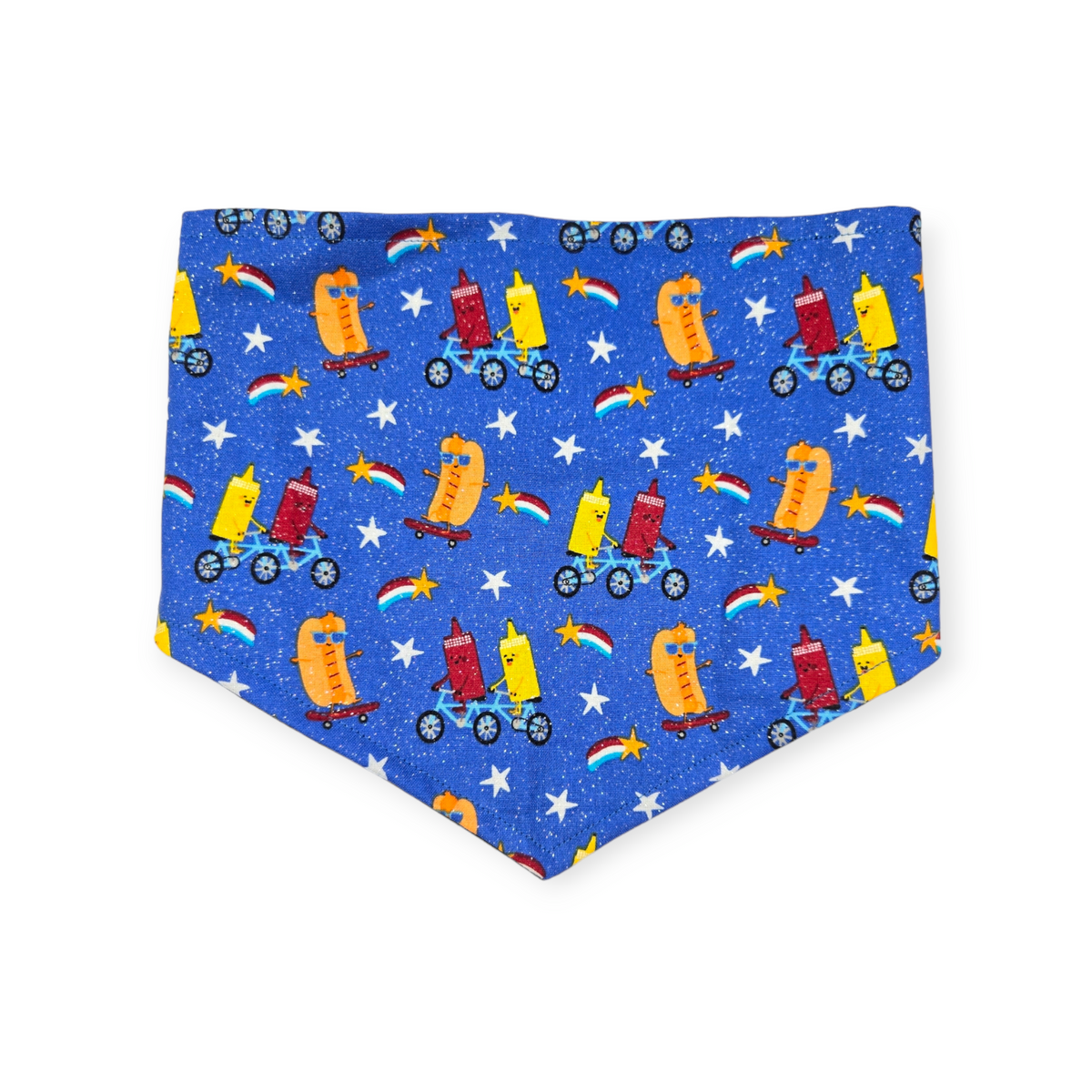 Patriotic Food/Blue Stars Tie-on Bandana (Medium)
