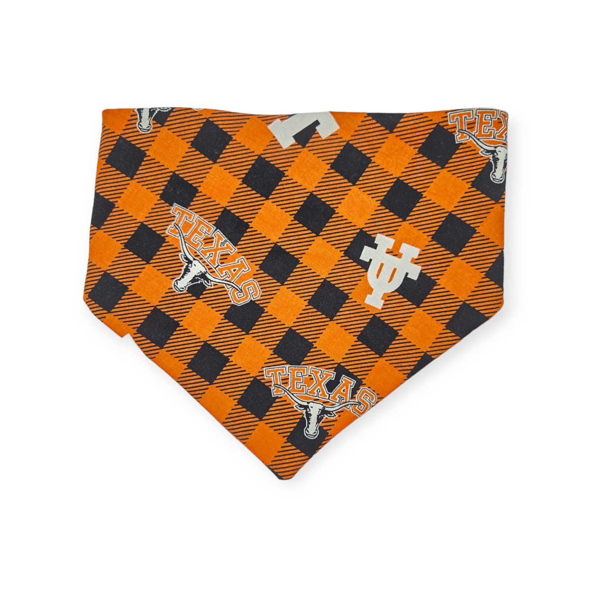 Longhorns Plaid/Orange Plaid Slip-on Scrunchie Bandana (Medium)