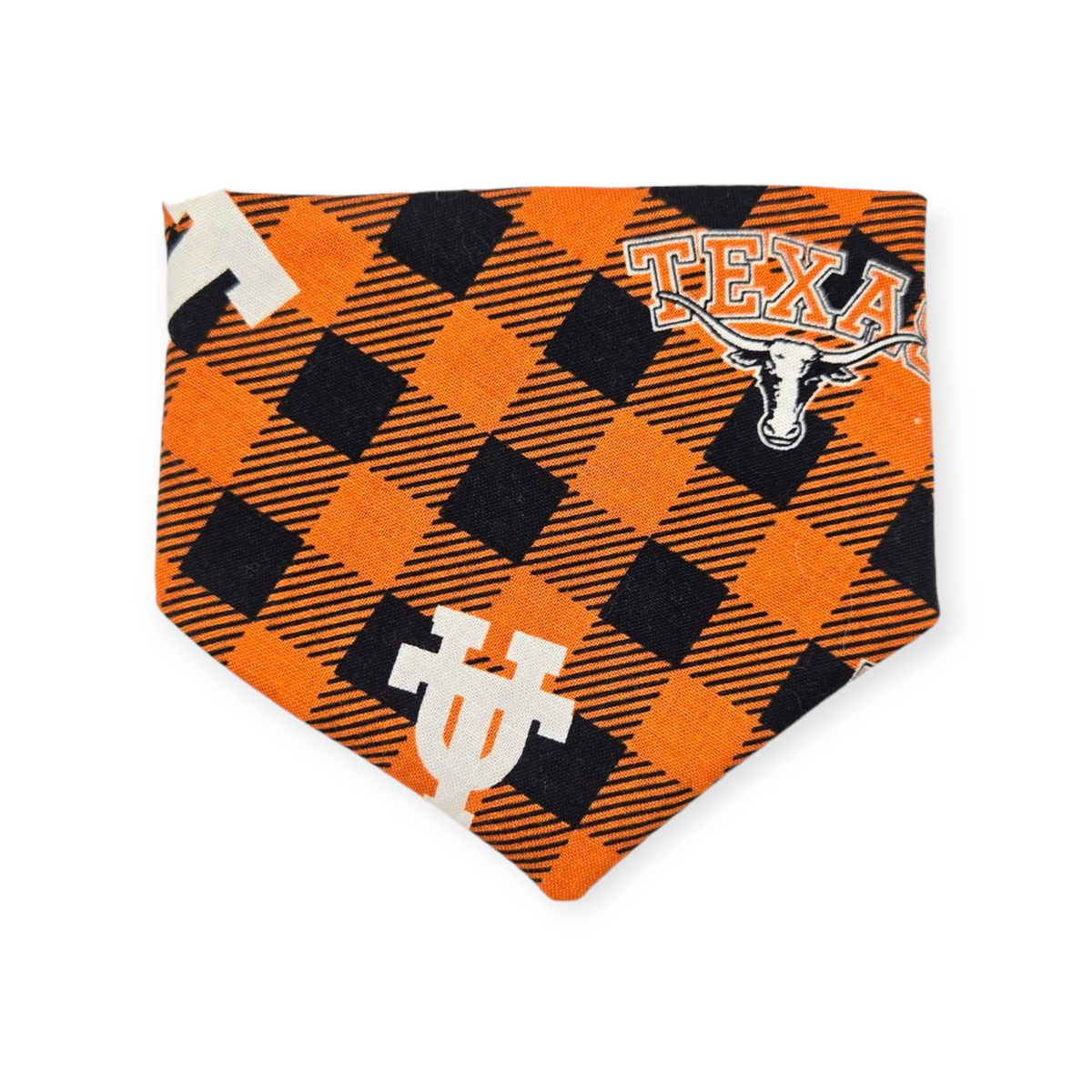 Longhorns Plaid/Orange Plaid Slip-on Scrunchie Bandana (Small)
