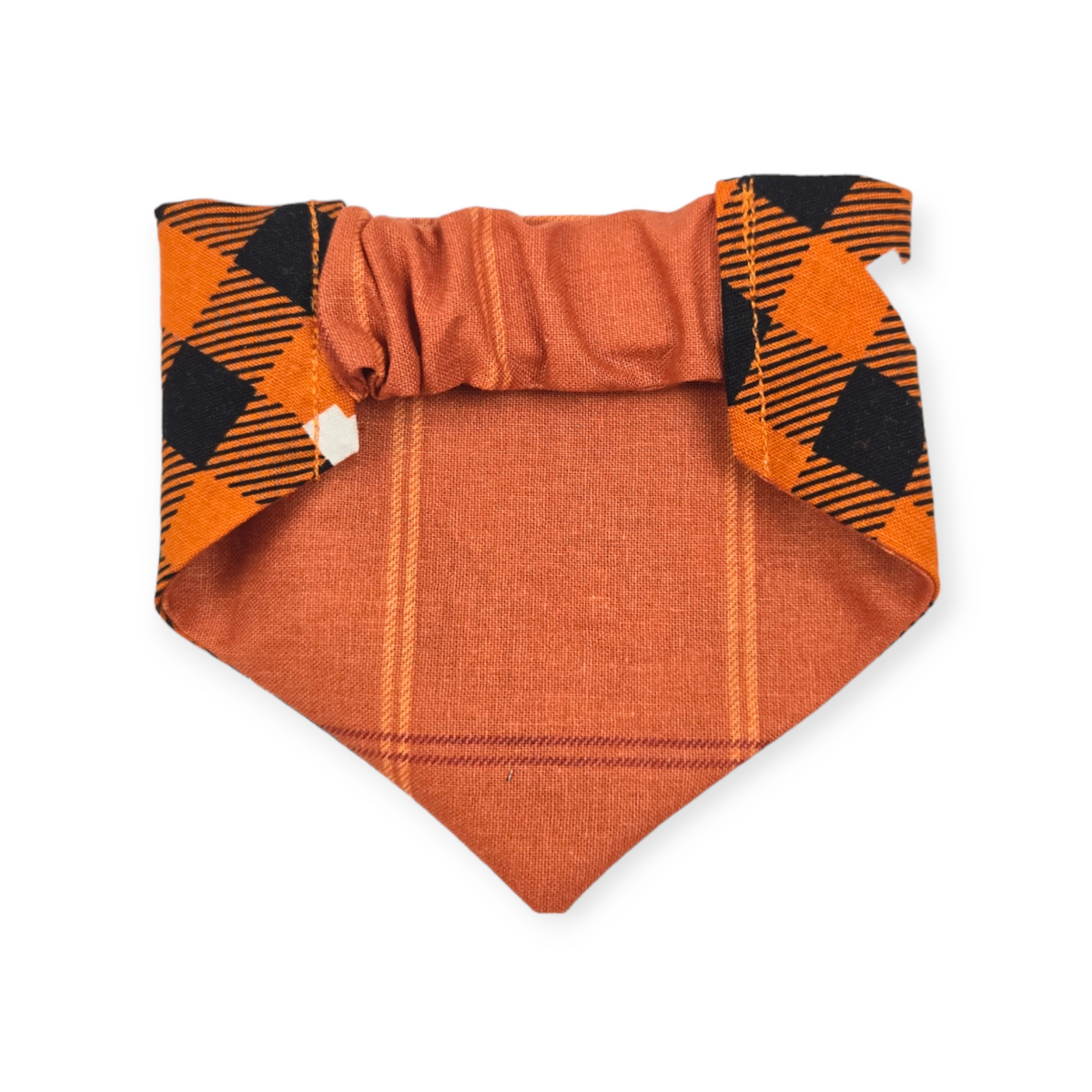 Longhorns Plaid/Orange Plaid Slip-on Scrunchie Bandana (Small)
