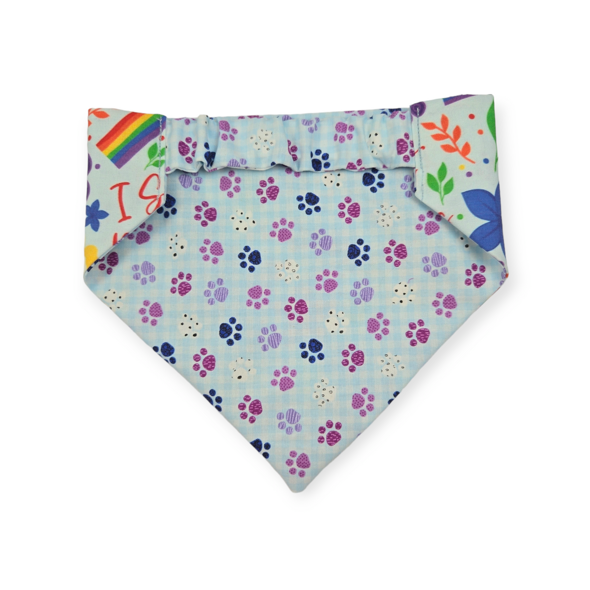 I Shit Rainbows/Paws & Plaid Slip-on Scrunchie Bandana (Medium/Large)