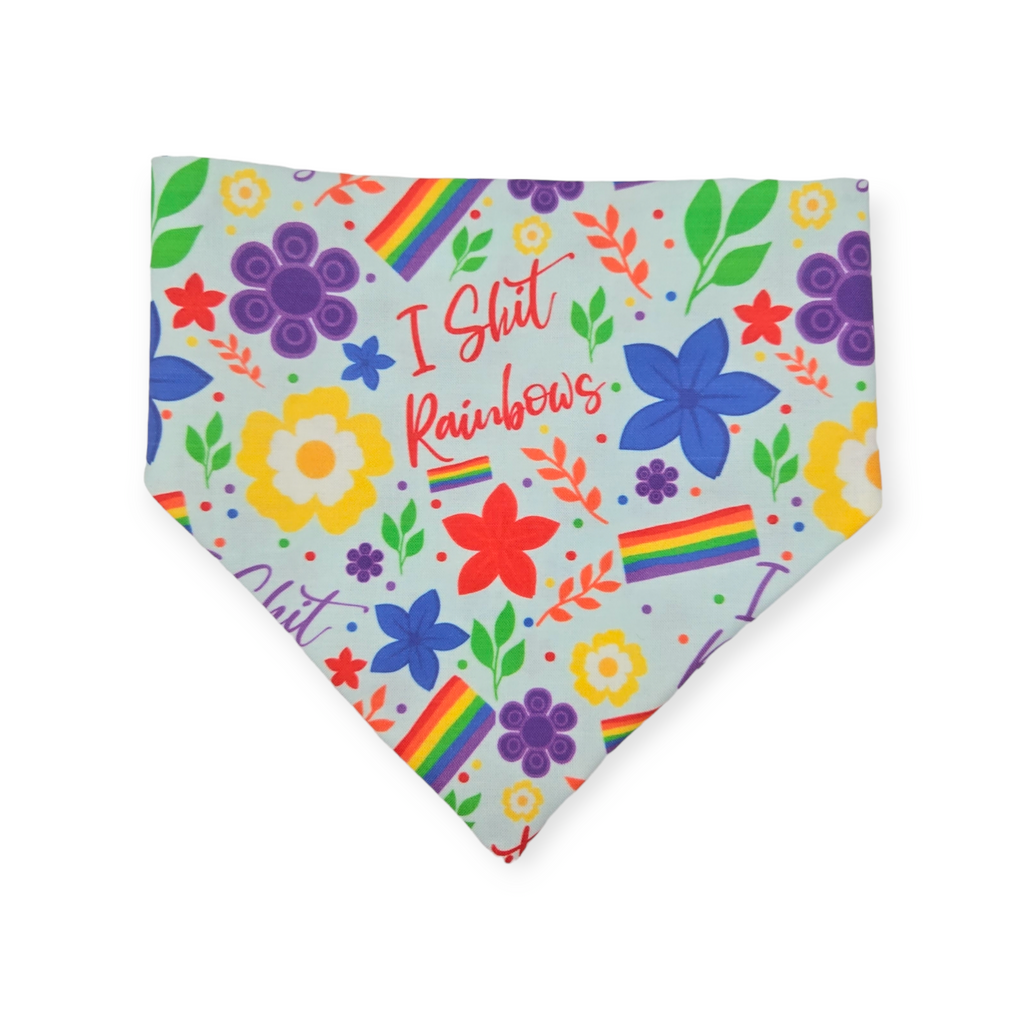 I Shit Rainbows/Paws & Plaid Slip-on Scrunchie Bandana (Medium/Large)