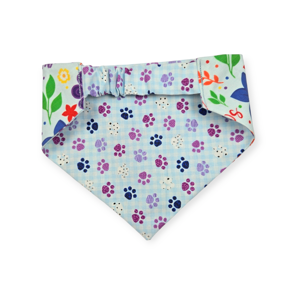 I Shit Rainbows/Paws & Plaid Slip-on Scrunchie Bandana (Small)