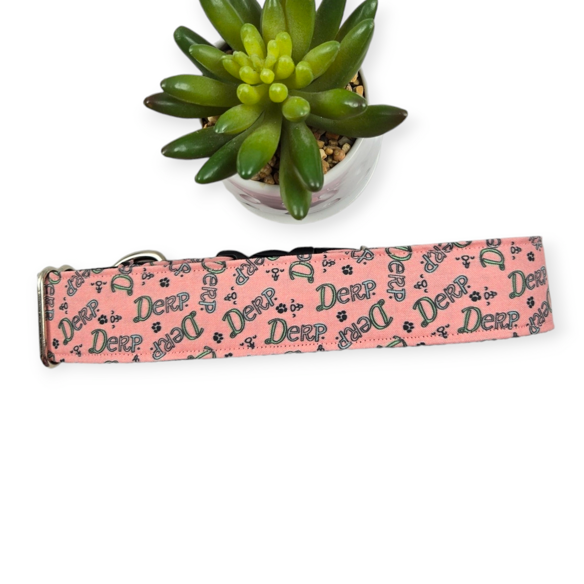 Derp on Pink  Dog Collar (X-Large, 1.5" wide)