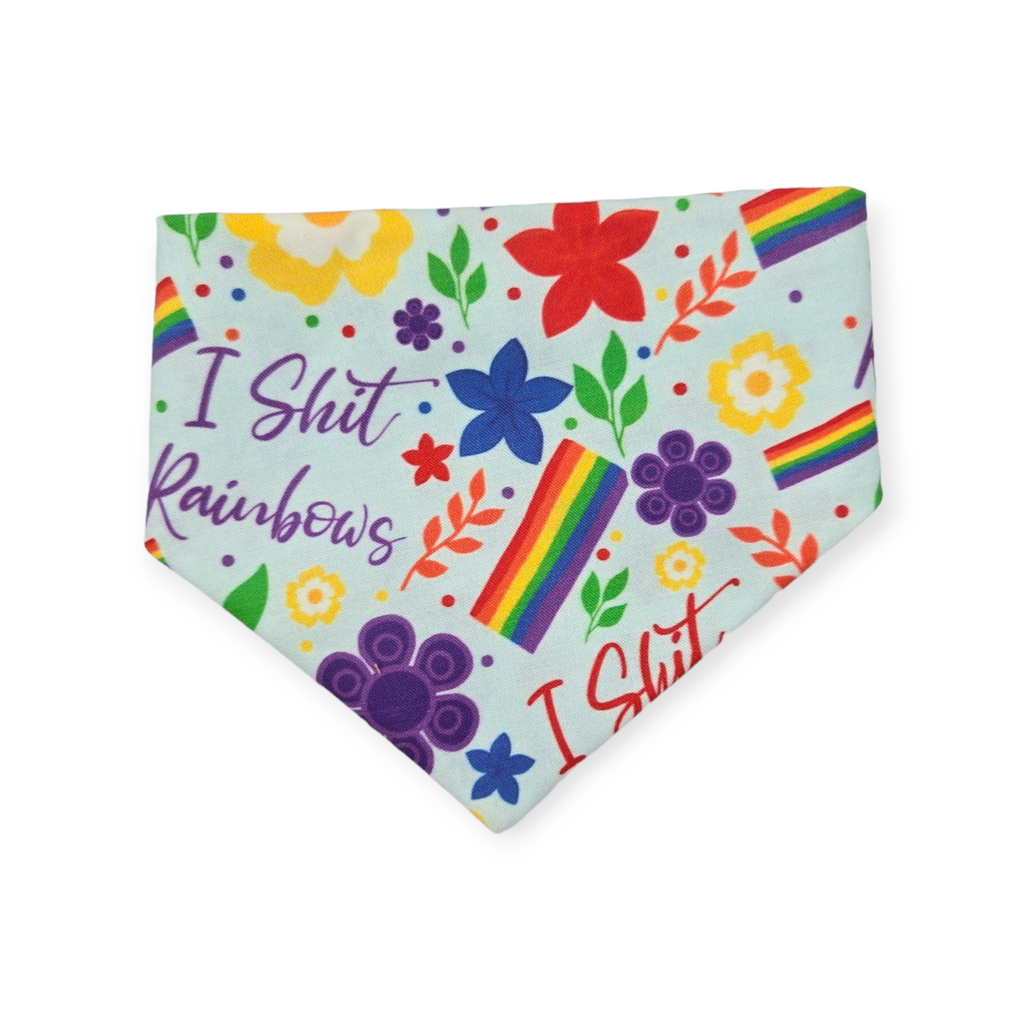 I Shit Rainbows/Paws & Plaid Slip-on Scrunchie Bandana (Medium)