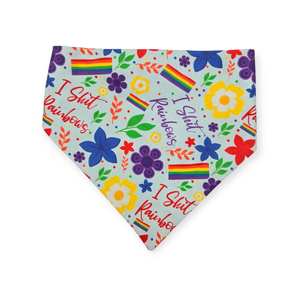 I Shit Rainbows/Paws & Plaid Slip-on Scrunchie Bandana (Large)