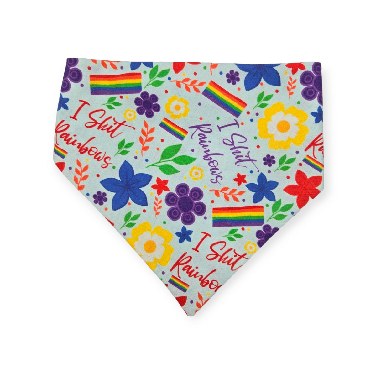 I Shit Rainbows/Paws & Plaid Slip-on Scrunchie Bandana (Large)