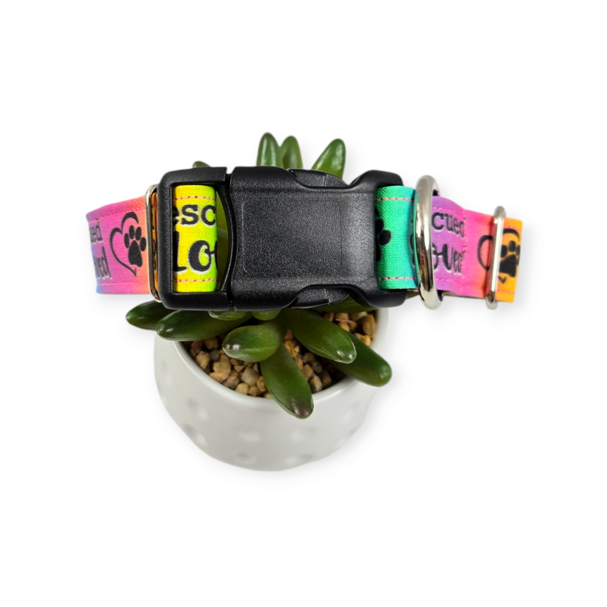 Rescued & Loved Dog Collar (Medium, 1" wide)