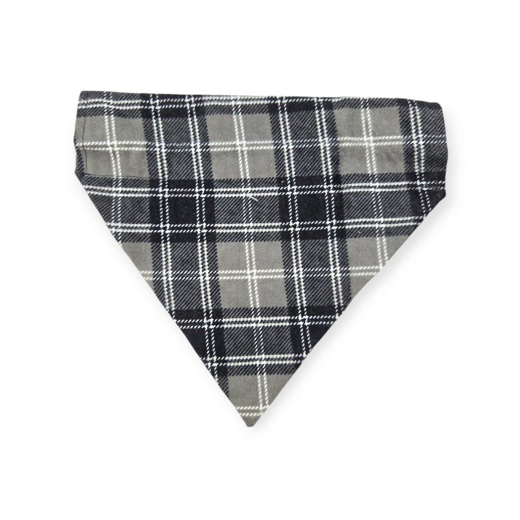 Boho Floral Ghosts/ Gray Plaid Reversible Slide-on Bandana (Medium)