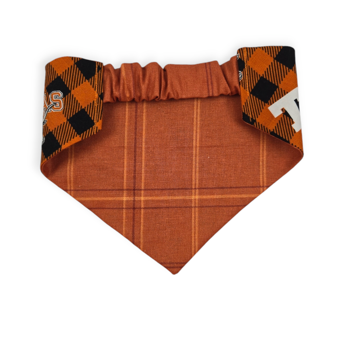 Longhorns/Orange Plaid Slip-on Scrunchie Bandana (Medium)