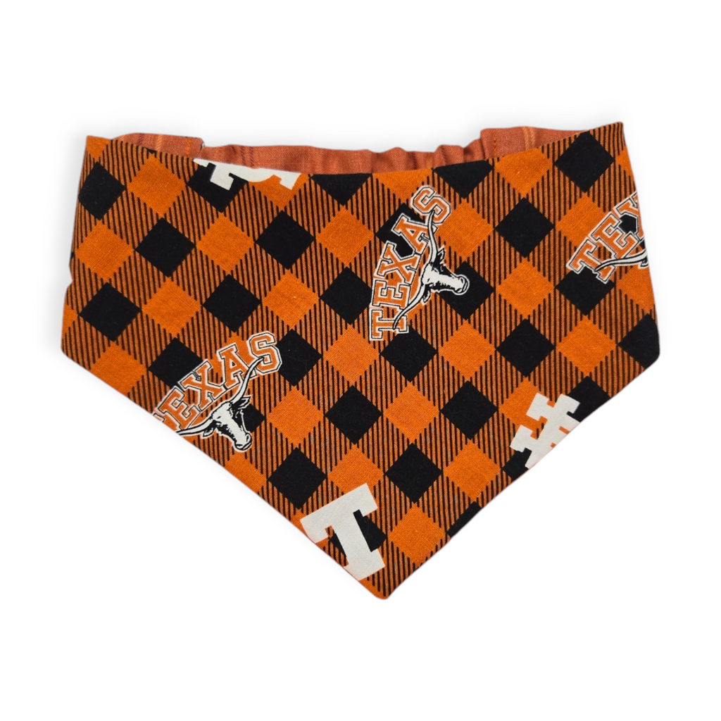 Longhorns/Orange Plaid Slip-on Scrunchie Bandana (Medium)