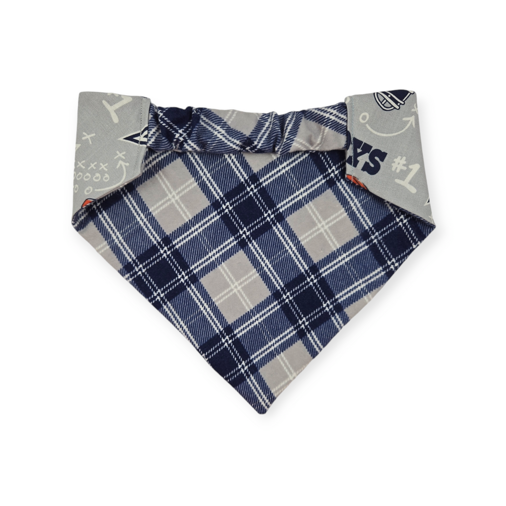 Cowboys/Dallas Plaid Reversible Slip-on Scrunchie Bandana (Large)