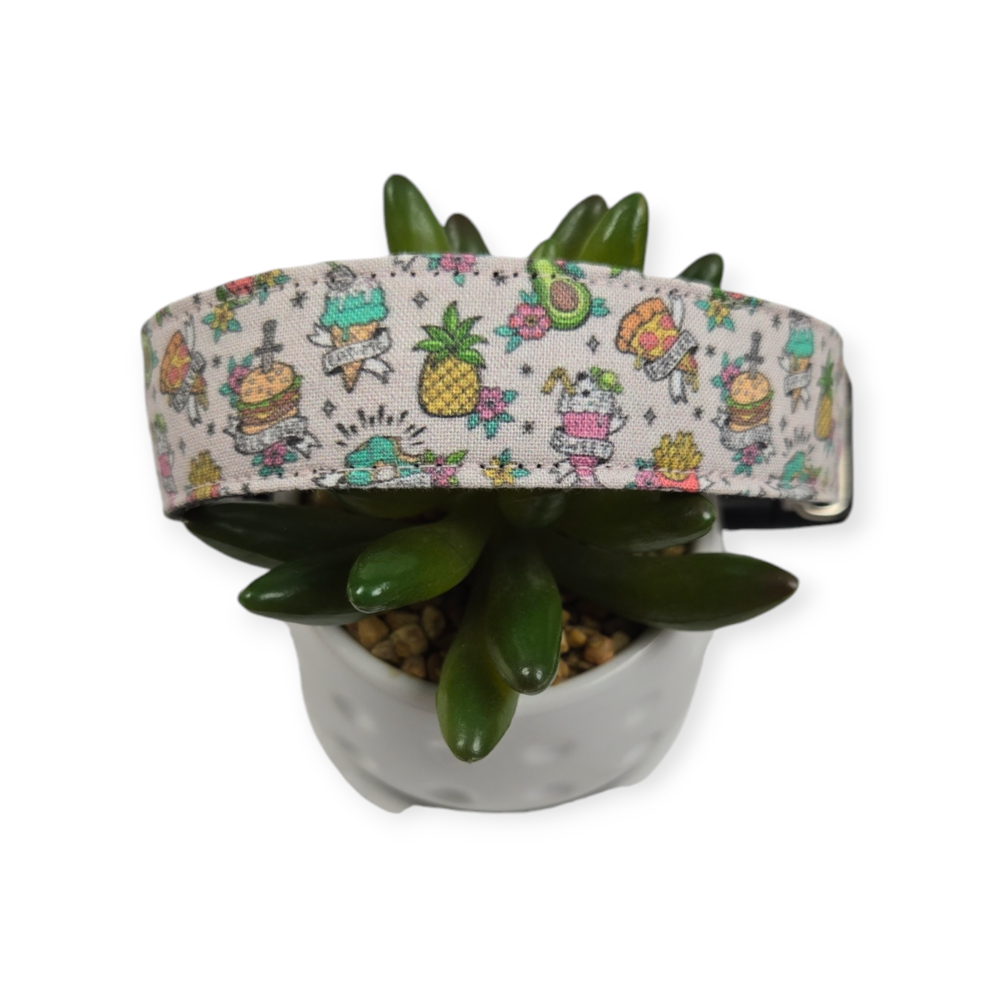 Junk Food on Pink Dog Collar (Large)