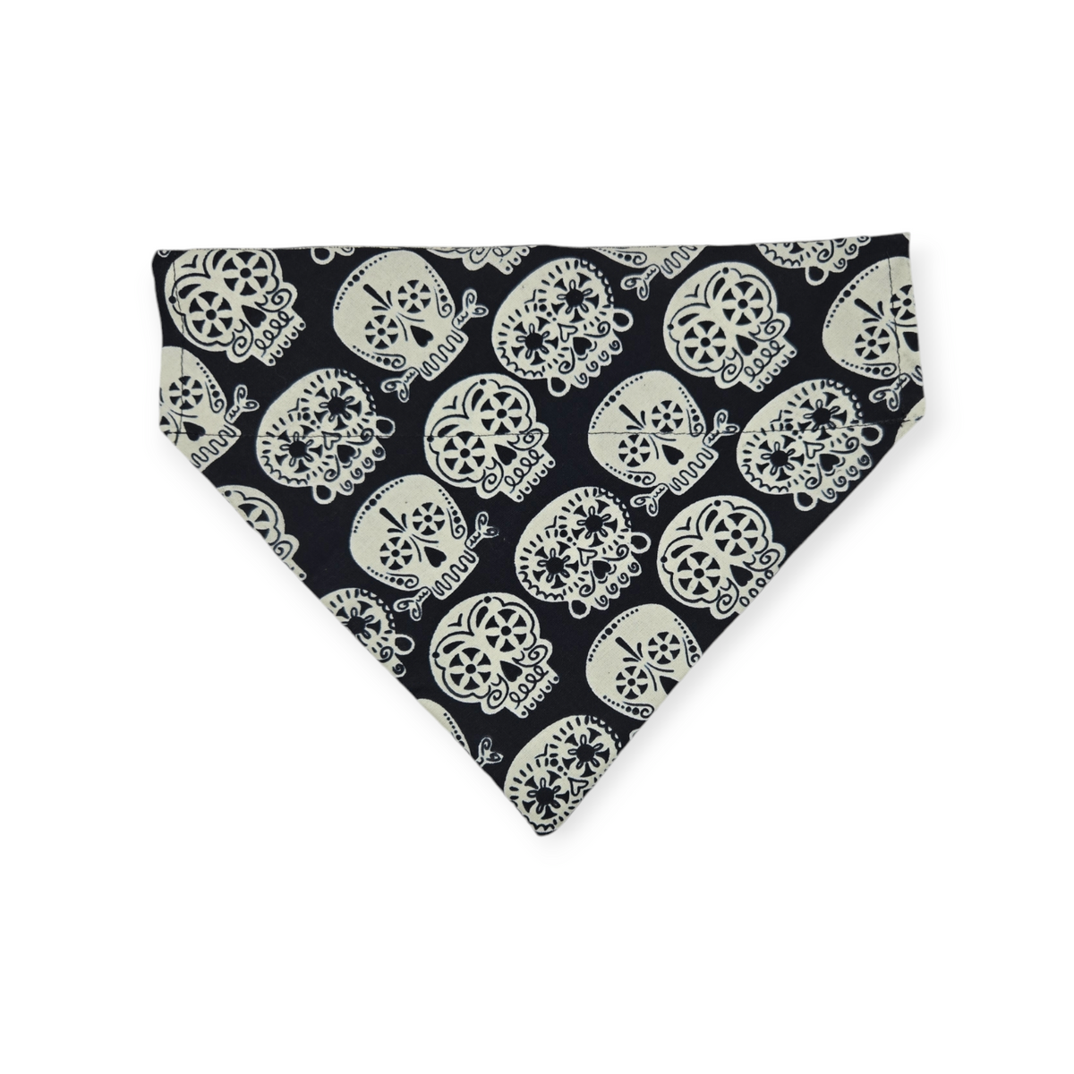 Glow-in-the-dark Sugar Skulls/Black & White Plaid Reversible Slide-on Bandana (Medium)