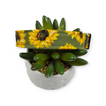 Sunflowers on Olive Dog Collar (Medium)